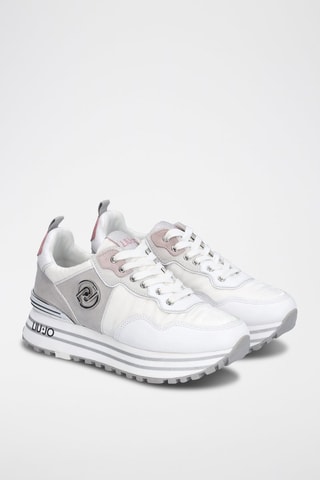 Sneakers en cuir de taureau Maxi Wonder Blanc et gris