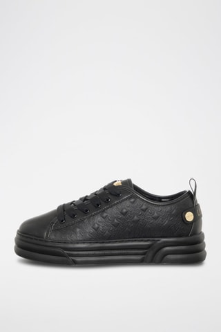 Sneakers plateformes en cuir de taureau Cleo - Noir