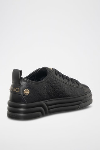 Sneakers plateformes en cuir de taureau Cleo - Noir