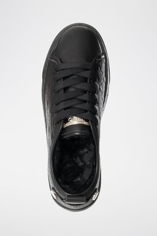 Sneakers plateformes en cuir de taureau Cleo - Noir