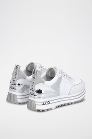 Sneakers en cuir de taureau Maxi Wonder - Blanc et argenté
