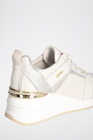 Sneakers compensées en cuir de taureau Alyssa - Ecru