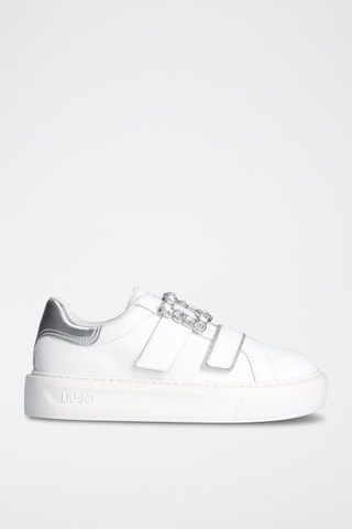 Sneakers plateformes en cuir de taureau Kylie - Blanc