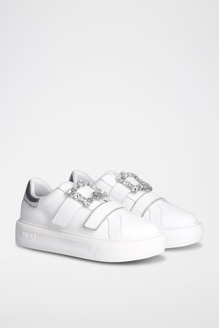 Sneakers plateformes en cuir de taureau Kylie - Blanc