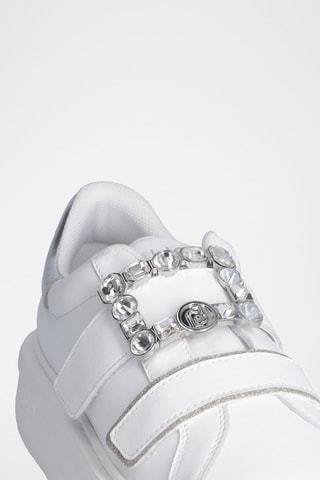 Sneakers plateformes en cuir de taureau Kylie - Blanc