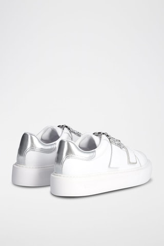 Sneakers plateformes en cuir de taureau Kylie - Blanc