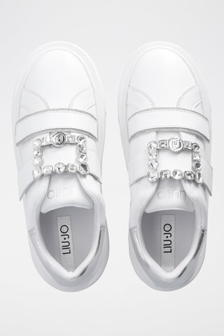 Sneakers plateformes en cuir de taureau Kylie - Blanc