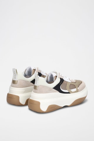 Sneakers plateformes en cuir June Beige et blanc