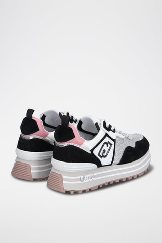 Sneakers plateformes en cuir de taureau Maxi Wonder - Noir et blanc