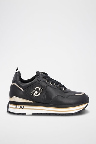 Sneakers plateformes en cuir Maxi Wonder - Noir