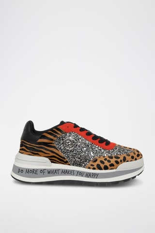 Sneakers en cuir de taureau Amazing - Marron et noir