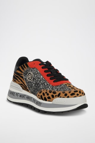 Sneakers en cuir de taureau Amazing - Marron et noir