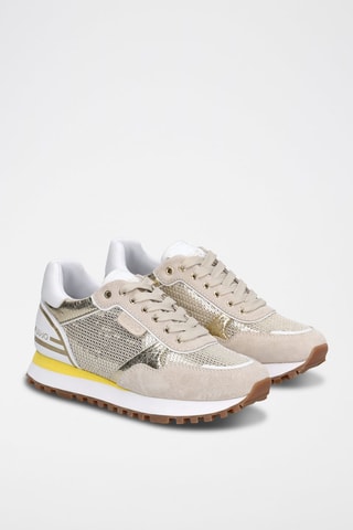 Sneakers en cuir de taureau Wonder - Beige et jaune