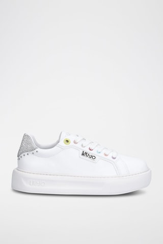 Sneakers plateformes en cuir de taureau Kylie - Blanc