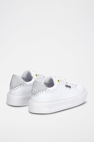 Sneakers plateformes en cuir de taureau Kylie - Blanc