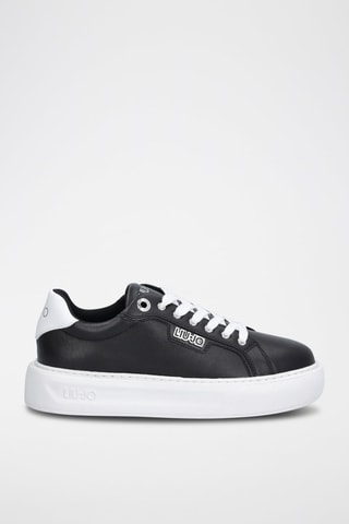 Sneakers plateformes en cuir de taureau Kylie - Noir