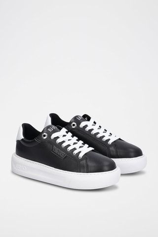 Sneakers plateformes en cuir de taureau Kylie - Noir