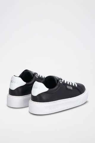 Sneakers plateformes en cuir de taureau Kylie - Noir
