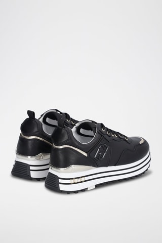 Sneakers plateformes en cuir de taureau Maxi Wonder - Noir