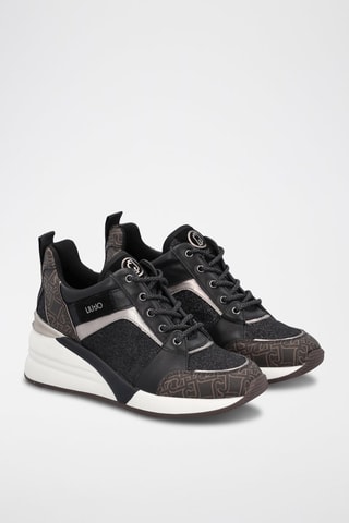 Sneakers compensées Alyssa - Marron et noir