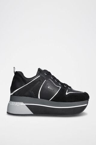 Sneakers plateformes en cuir - Noir