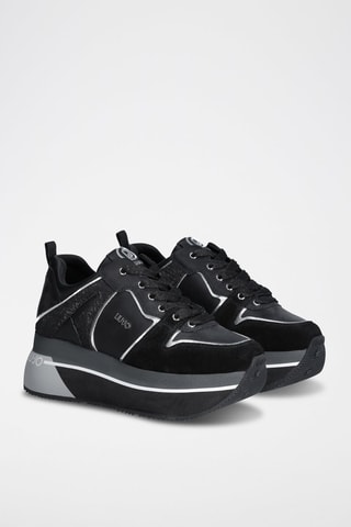 Sneakers plateformes en cuir - Noir