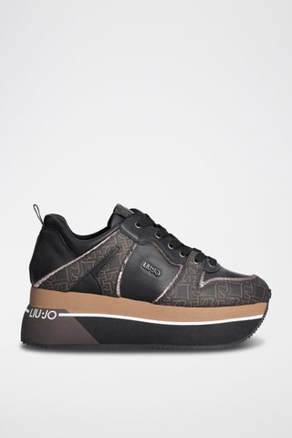 Sneakers plateformes en cuir - Noir