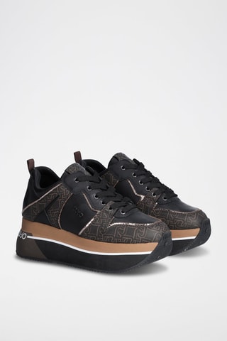Sneakers plateformes en cuir - Noir