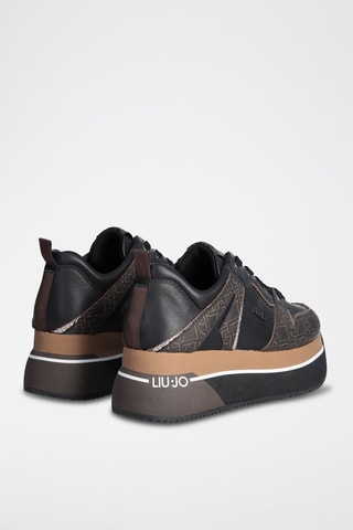 Sneakers plateformes en cuir - Noir