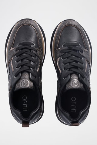 Sneakers plateformes en cuir - Noir