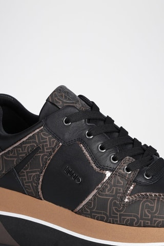 Sneakers plateformes en cuir - Noir