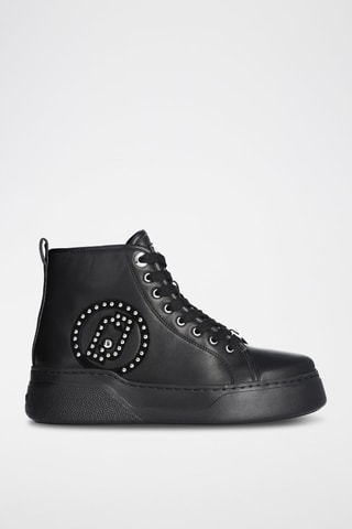 Sneakers montantes en cuir - Noir