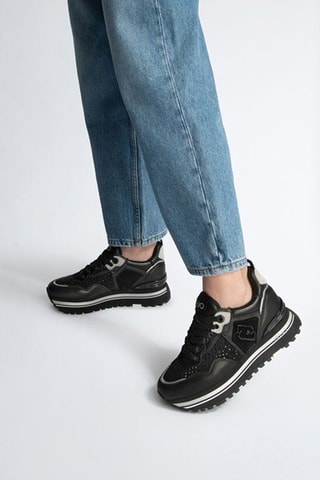 Sneakers plateformes  en cuir - Noir