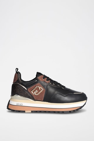 Sneakers plateformes  en cuir - Noir et marron