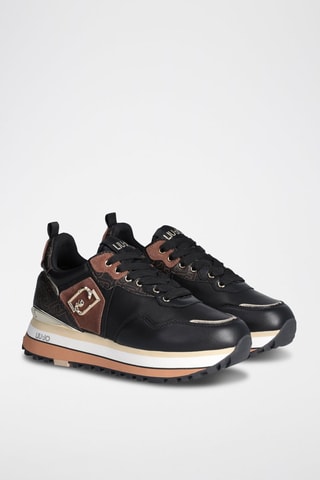 Sneakers plateformes  en cuir - Noir et marron