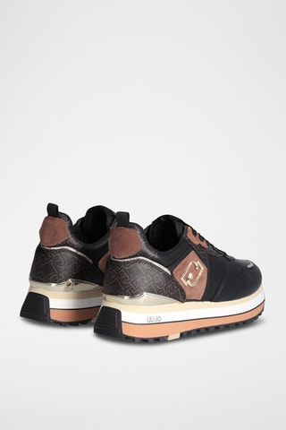 Sneakers plateformes  en cuir - Noir et marron
