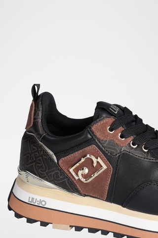 Sneakers plateformes  en cuir - Noir et marron