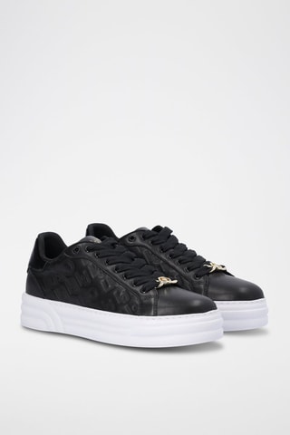Sneakers plateformes en cuir - Noir