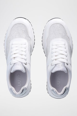 Sneakers plateformes en cuir - Blanc et doré