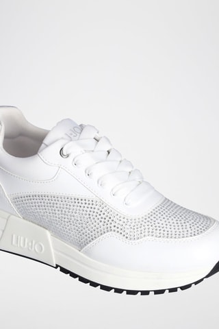 Sneakers plateformes en cuir - Blanc et doré