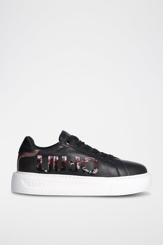 Sneakers plateformes en cuir - Noir