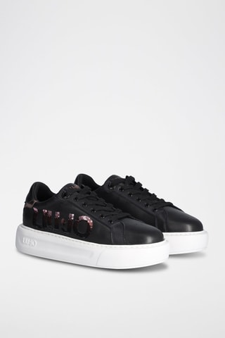 Sneakers plateformes en cuir - Noir