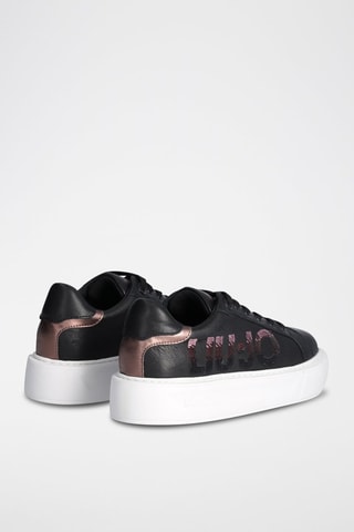 Sneakers plateformes en cuir - Noir
