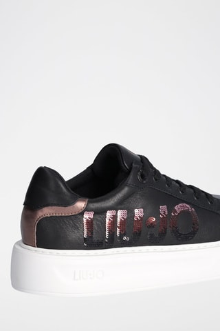 Sneakers plateformes en cuir - Noir