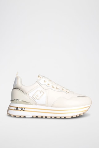 Sneakers plateformes - Crème et orange