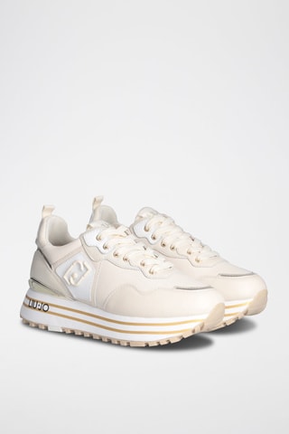 Sneakers plateformes - Crème et orange