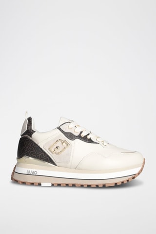Sneakers plateformes - Crème et noir