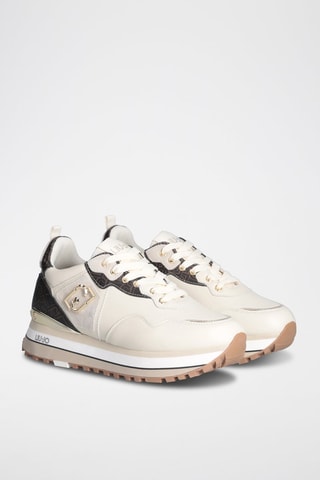 Sneakers plateformes - Crème et noir