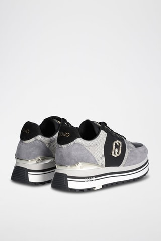 Sneakers plateformes en cuir - Gris et noir