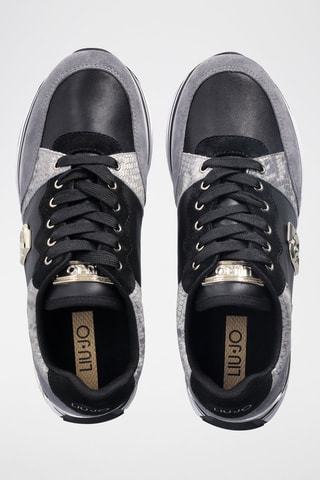 Sneakers plateformes en cuir - Gris et noir